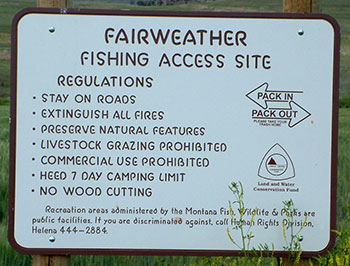 Fairweather Fishing Access Site sign